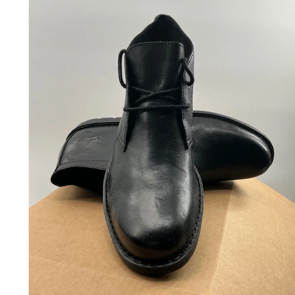 Born Harrison Mens Black Leather Chukka Boots Ankle Shoes BM0019503 Size 13M